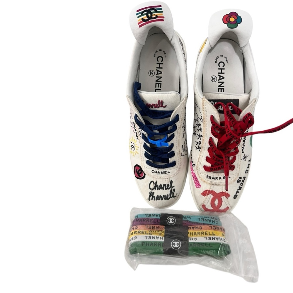 CHANEL X PHARRELL WILLIAMS  Multicolor  canvas Sneakers sz 40